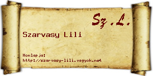 Szarvasy Lili névjegykártya